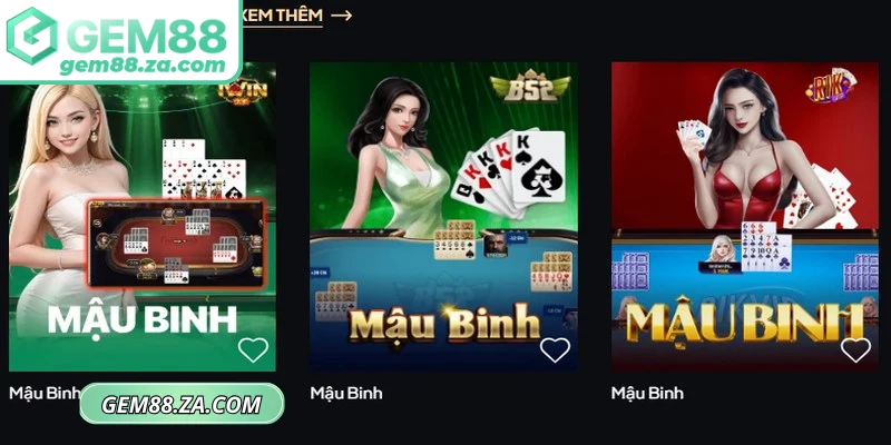 Các loại game hot có mặt tại game bài GEM88