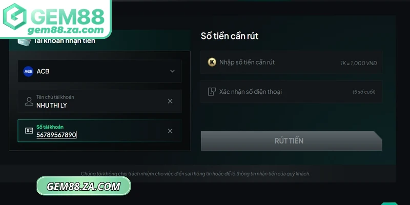 Rút tiền GEM88 là bước quan trọng để nhận thưởng 